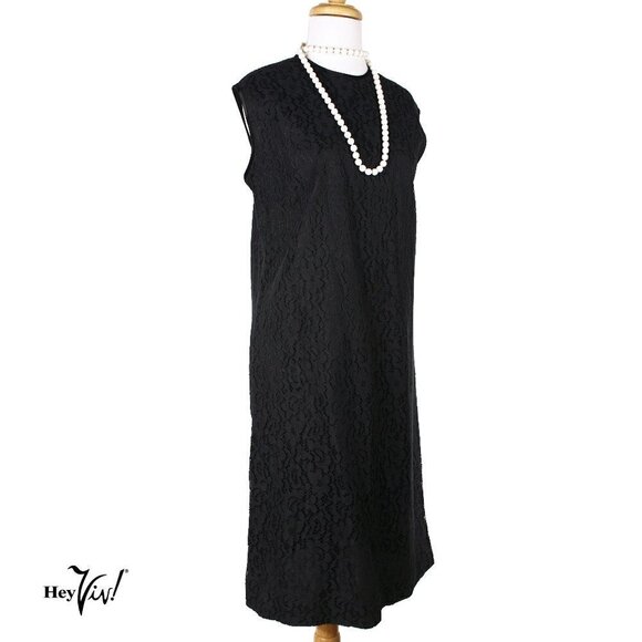 Vintage Black Lace Cocktail Dress Over Five-Seven Shop Tall Size Large - Hey Viv - Picture 1 of 5